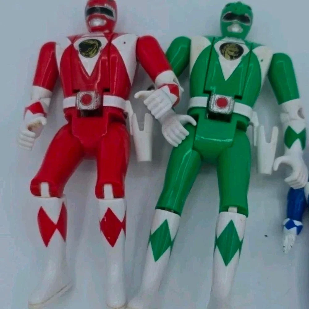 Vintage 90S Power Ranger Figures, Flip Head Figures W Press Out Play Set